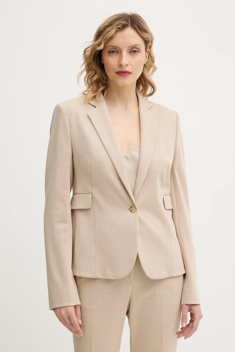 BOSS marynarka kolor beżowy jednorzędowa 50555741