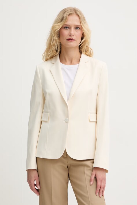 BOSS marynarka jednorzędowa damska z wiskozą Jia14 beżowa 50556336