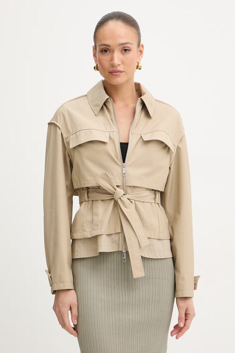 Jakna BOSS Pagliero boja: bež, za prijelazno razdoblje, 50551839