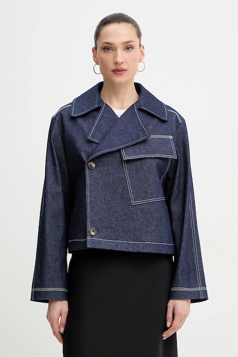 PS Paul Smith kurtka jeansowa kolor granatowy przejściowa oversize W2R-409J-V31416