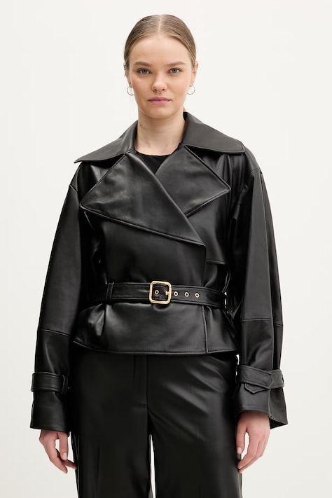 HUGO kurtka skórzana Lanitte kolor czarny przejściowa 50560068