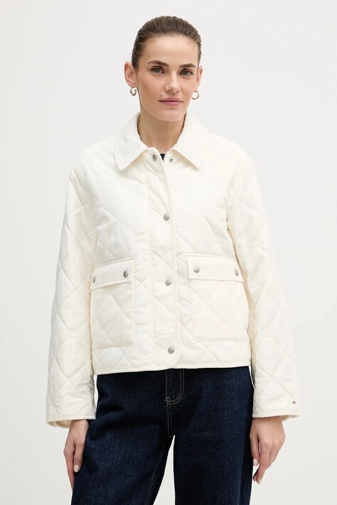 Tommy Hilfiger kurtka kolor beżowy przejściowa WW0WW47998