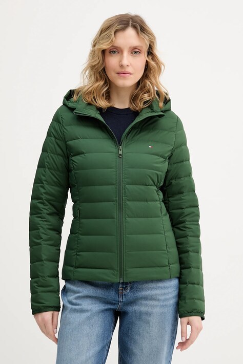 Tommy Hilfiger kurtka puchowa kolor zielony przejściowa WW0WW47753