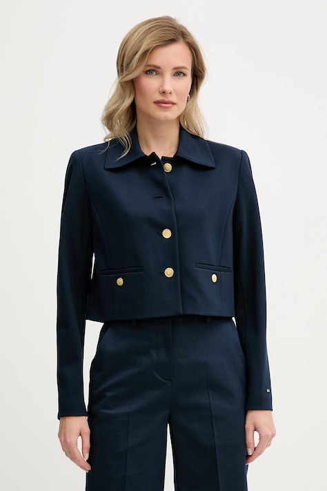 Bunda Tommy Hilfiger tmavomodrá farba, prechodná, WW0WW49830