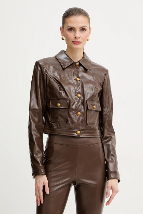 Guess kurtka BLANDINE kolor brązowy przejściowa W6RL21 WJ620