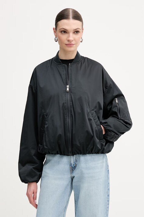 Μπουφάν bomber Guess LORRAINE χρώμα: μαύρο, W6RL26 WJ662