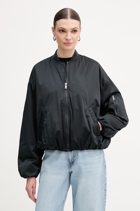 Μπουφάν bomber Guess LORRAINE χρώμα: μαύρο, W6RL26 WJ662