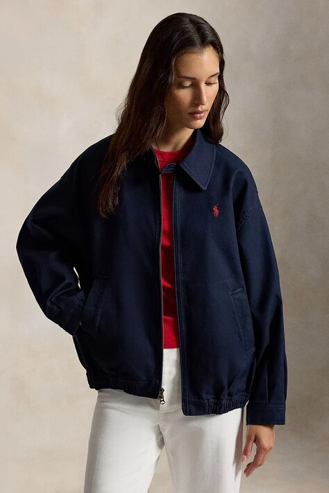 Polo Ralph Lauren kurtka oversize damska bawełniana granatowa 211A96311