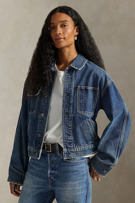 Polo Ralph Lauren kurtka jeansowa kolor niebieski przejściowa oversize 211A93907