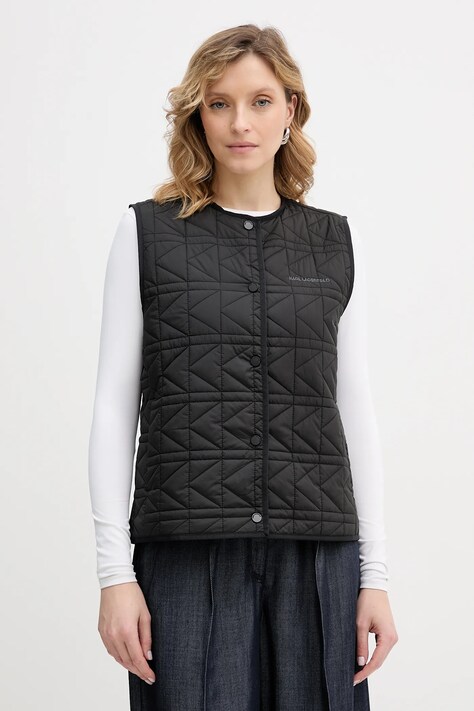 Karl Lagerfeld bezrękawnik K QUILT kolor czarny przejściowy B1W15042