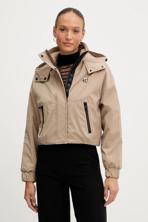 Karl Lagerfeld kurtka IKON kolor beżowy przejściowa LWEMP606