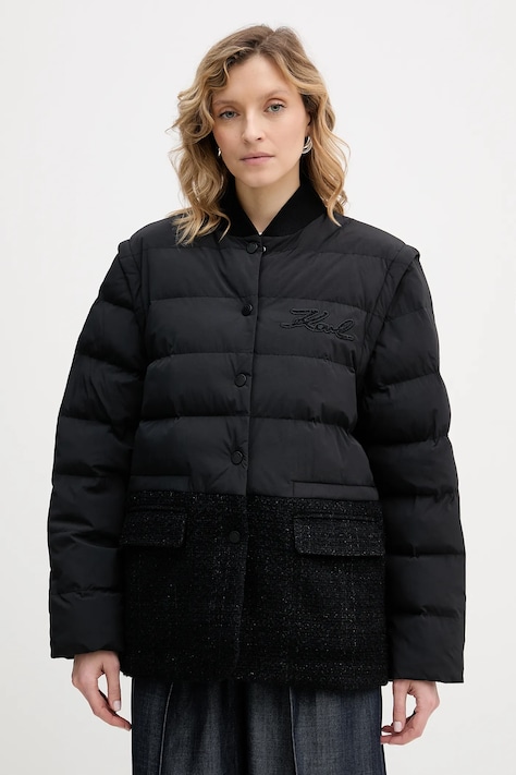 Μπουφάν με προσθήκη μάλλινου υφάσματος Karl Lagerfeld χρώμα: μαύρο, B1W15010