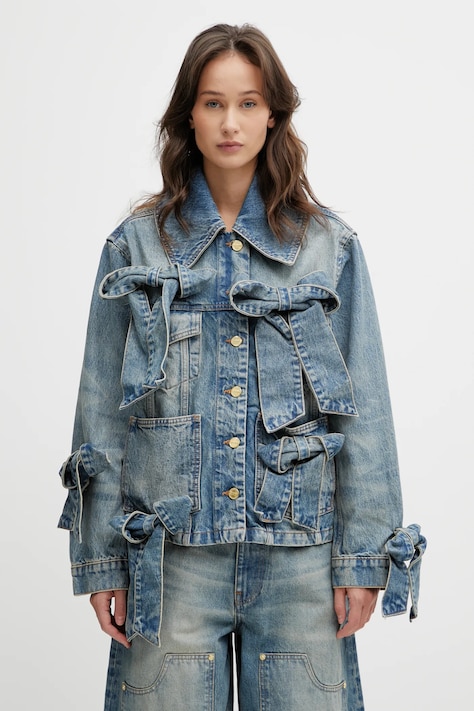 GANNI kurtka jeansowa kolor niebieski przejściowa A1010057