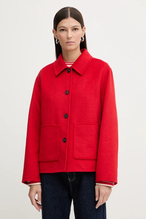 Marc O'Polo kurtka z domieszką wełny kolor czerwony przejściowa 600005170009