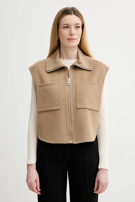 Marc O'Polo bezrękawnik z dodatkiem wełny kolor beżowy przejściowy 600005172013