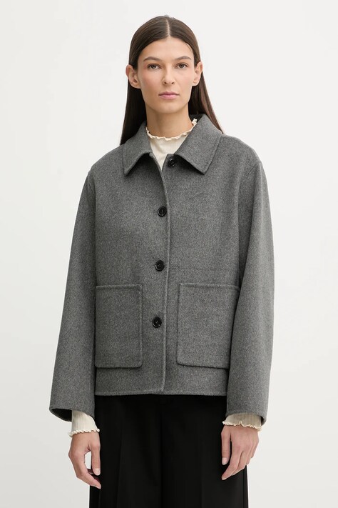 Marc O'Polo kurtka z dodatkiem wełny kolor szary przejściowa 600024370009