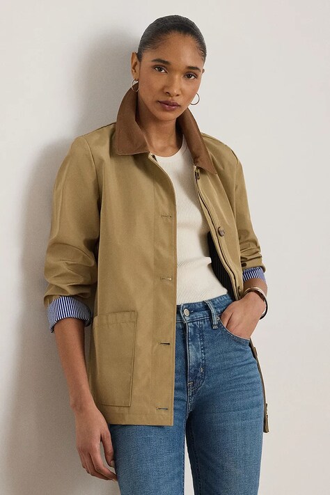 Lauren Ralph Lauren kurtka kolor beżowy przejściowa 297P10884