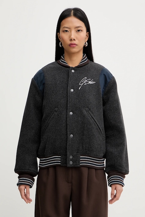 G-Star kurtka bomber z dodatkiem wełny kolor szary przejściowa D27339-E155