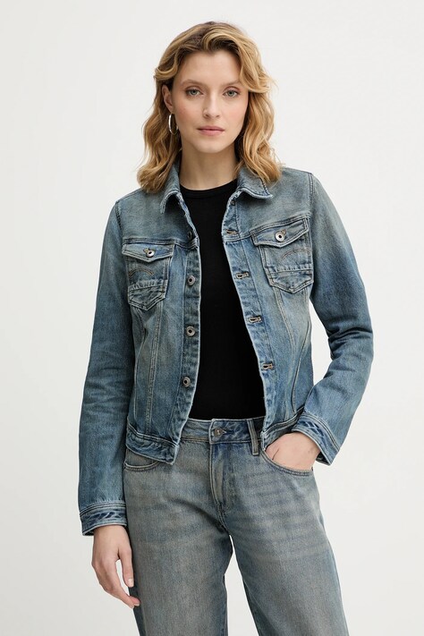 G-Star kurtka jeansowa kolor niebieski przejściowa D27939-D788