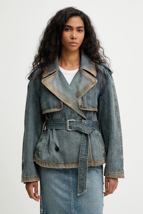 Miss Sixty płaszcz jeansowy kolor niebieski 6S4WJ02800