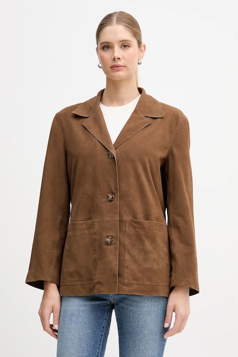 Pedro del Hierro marynarka zamszowa kolor brązowy jednorzędowa gładka 5493060