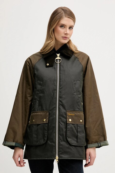Barbour kurtka woskowana Kettlewell kolor zielony przejściowa oversize LWX1519