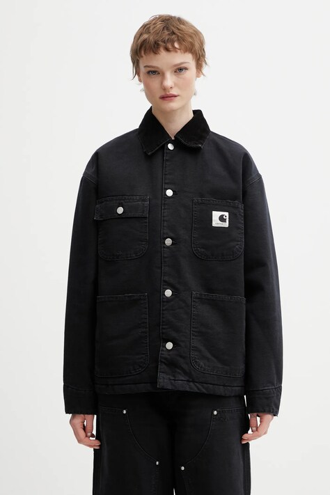 Carhartt WIP kurtka bawełniana W OG Michigan Coat kolor czarny przejściowa oversize I036315.00EB7