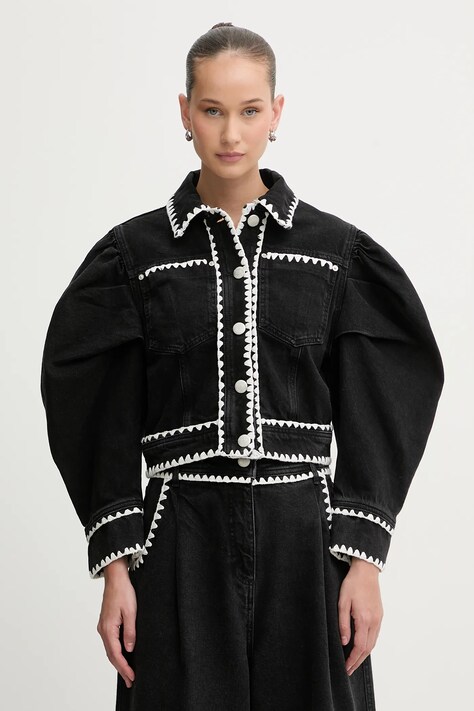 Farm Rio kurtka jeansowa kolor czarny przejściowa 352924