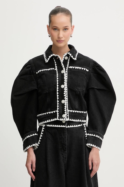 Farm Rio kurtka jeansowa kolor czarny przejściowa 352924