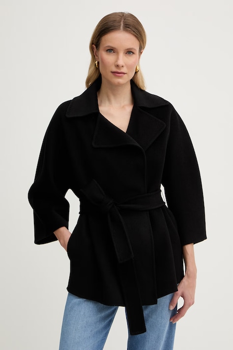 Elisabetta Franchi płaszcz damski wełniany czarny CP70D61E2