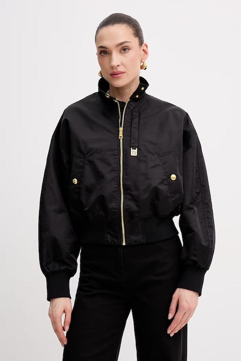 Elisabetta Franchi kurtka przejściowa damska czarna GB05D61E2