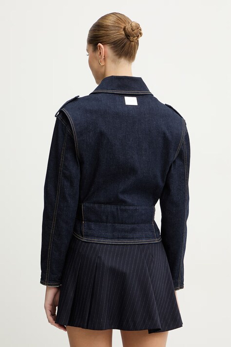 Liu Jo kurtka jeansowa kolor granatowy przejściowa oversize UA6095 D4925