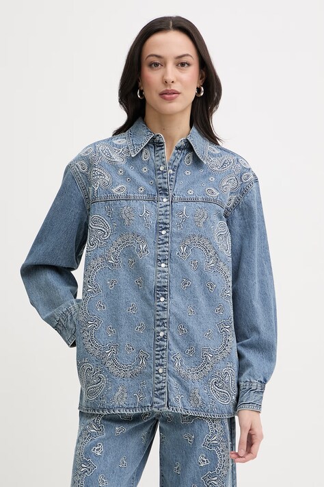 Liu Jo koszula damska jeansowa niebieska paisley UA6145 D0313