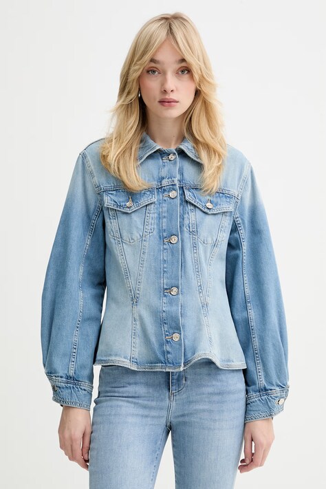 Liu Jo kurtka jeansowa kolor niebieski przejściowa UA6199 D0309