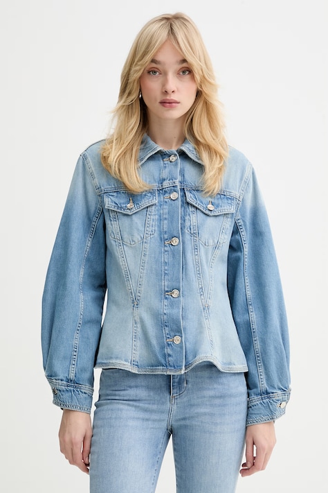 Liu Jo kurtka jeansowa kolor niebieski przejściowa UA6199 D0309