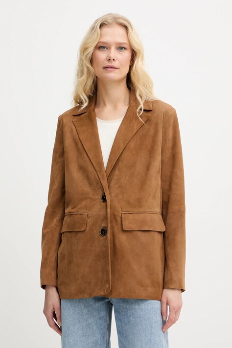 Marella marynarka zamszowa FULMINE kolor brązowy jednorzędowa gładka 2613441014200