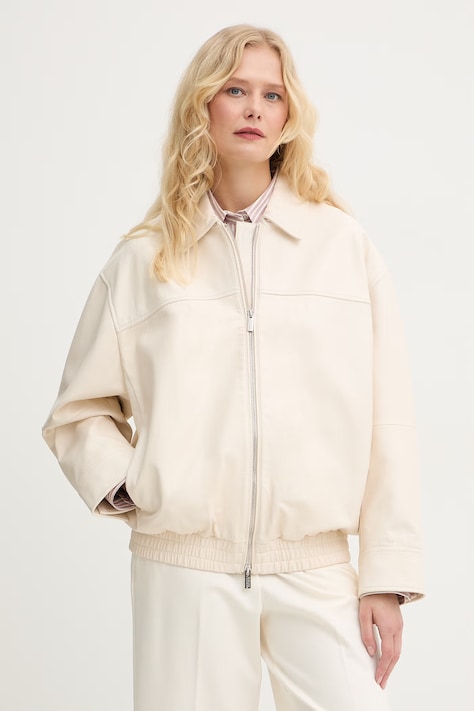 Marella krótka kurtka damska skórzana MLMVERTICE beżowa 2613441015200