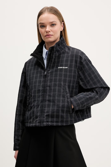 Μπουφάν Guess Jeans χρώμα: μαύρο, W6RL37 WGYL2