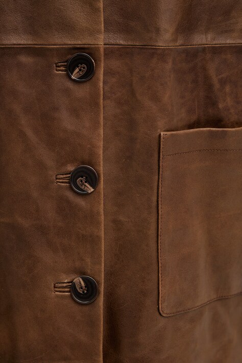 IBlues kurtka skórzana GATTI kolor brązowy przejściowa 2617441041200