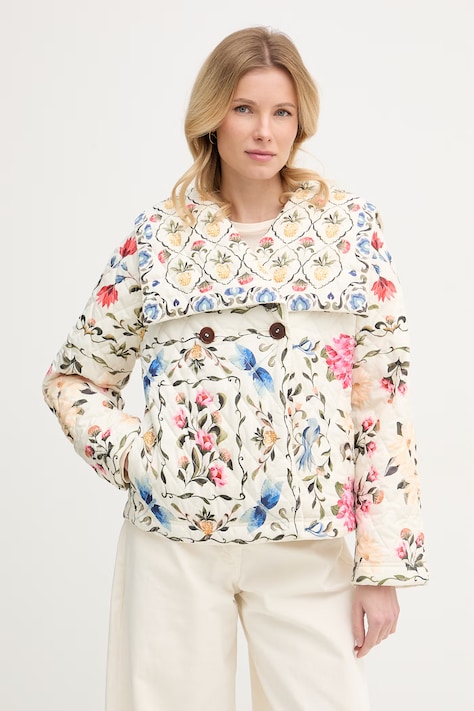 Barbour krótka kurtka damska x Farm Rio beżowa LQU1907