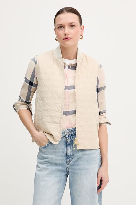 Barbour bezrękawnik Roeburn kolor beżowy przejściowy LGI0219