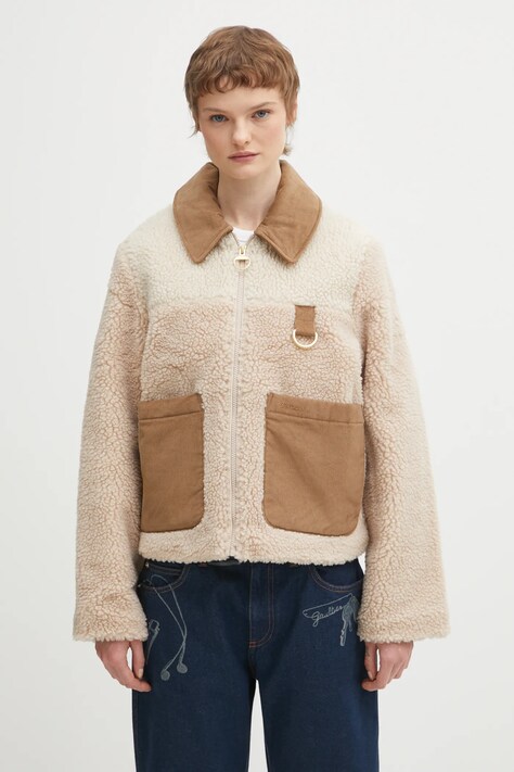Bunda Barbour Malena Fleece béžová barva, přechodná, LFL0080BE11
