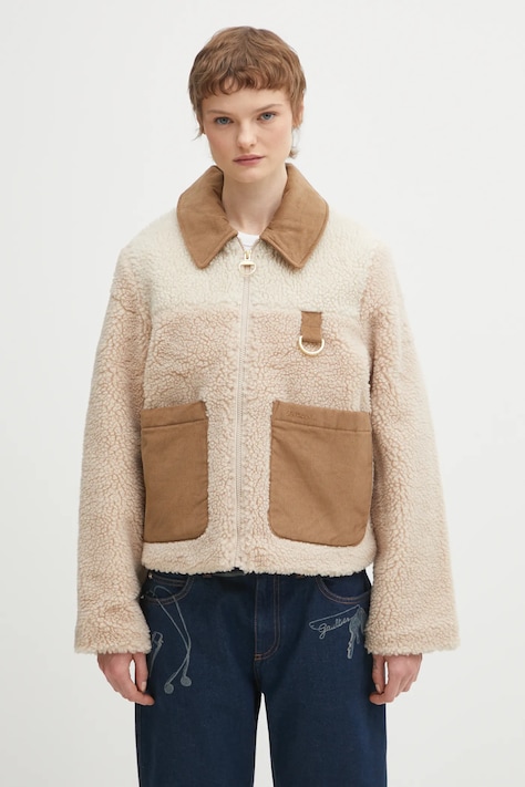 Bunda Barbour Malena Fleece béžová barva, přechodná, LFL0080BE11