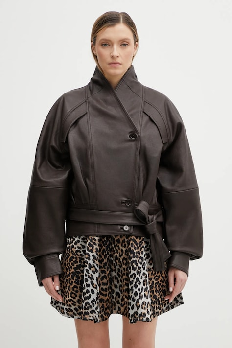 Rotate kurtka skórzana kolor brązowy przejściowa 1155781667