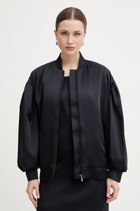 Twinset kurtka bomber kolor czarny przejściowa oversize 261TP2750