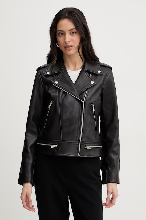 Twinset кожаная куртка для женщин из кожи чёрная 261TP2010