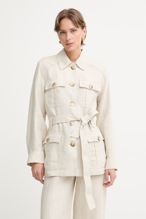 Luisa Spagnoli jakna ženska lanena Velda bež 542859