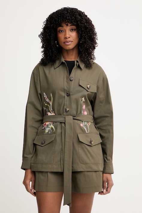 Luisa Spagnoli kurtka damska bawełniana z elastanem Vernet zielona 542946