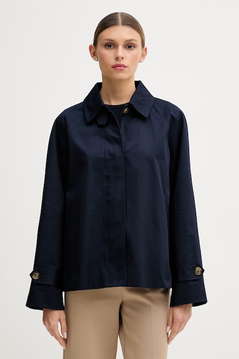 United Colors of Benetton płaszcz damski bawełniany granatowy 2QJYDN09K