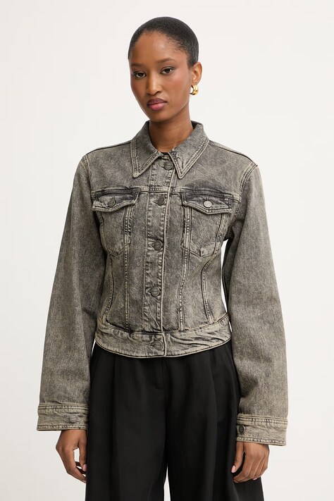 Pinko κοντό μπουφάν γυναικείο ντένιμ γκρί 106388 A34Y